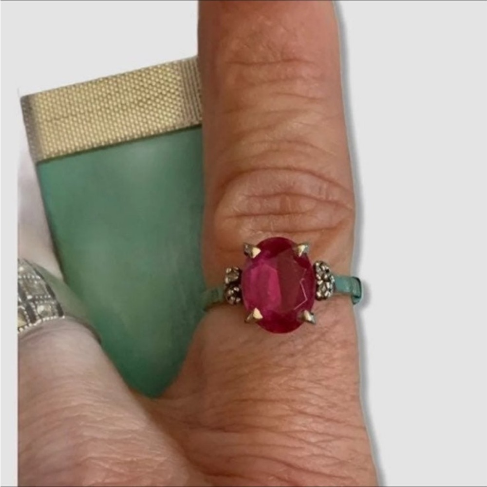 18 K WHITE GOLD RUBY RING 6 - Picture 6 of 10